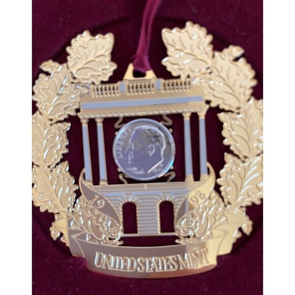 1998 United States Mint Treasury Christmas Ornament uncirculated Roosevelt Dime - Picture 7 of 7